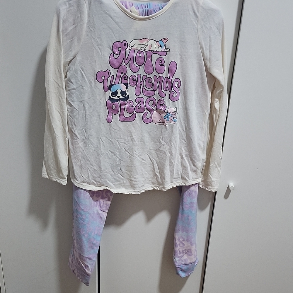 Wonder Nation Kids Pajama Set - Cream and Pink